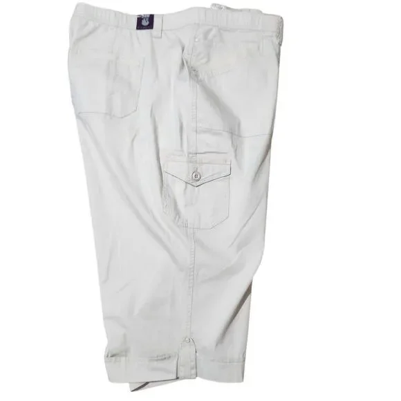 Gloria Vanderbilt Capri Shorts Size 24W Cream Color With Pockets - Picture 9 of 12